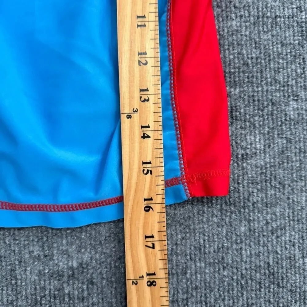 UV Skinz Rash Guard Swim Shirt Boys Size 5 Blue Red Short Sleeve Sun Protection